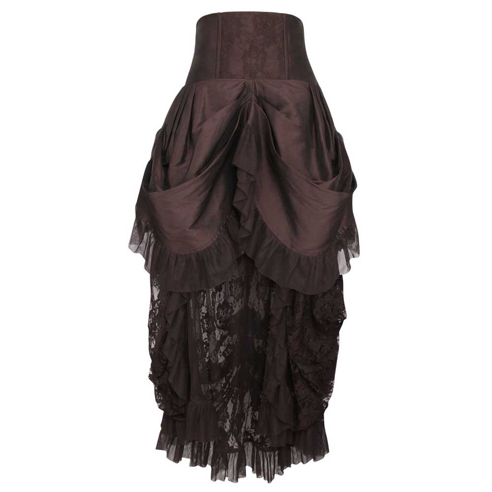 Burlesque élastique jupe taille drapée marron - gothique Steampunk